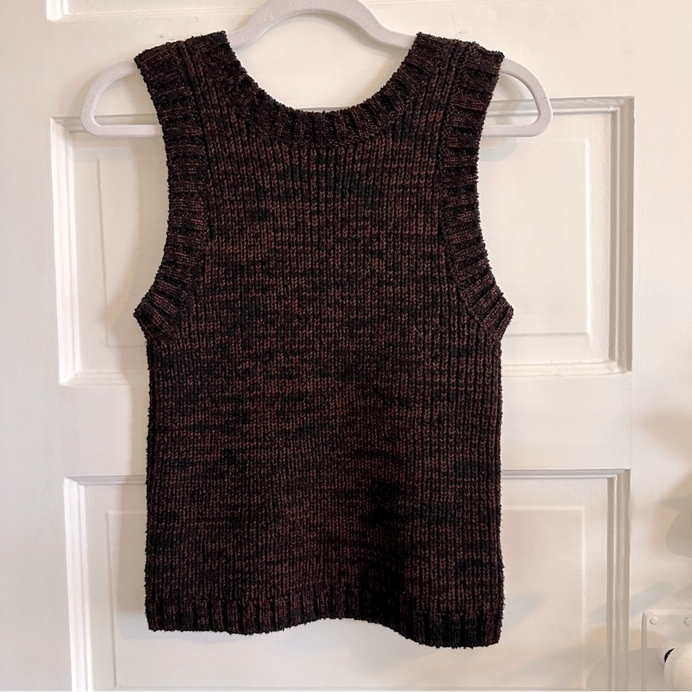 ATELIER DELPHINE Boucle Sweater Tank in Espresso, Sz M - Picture 4 of 14